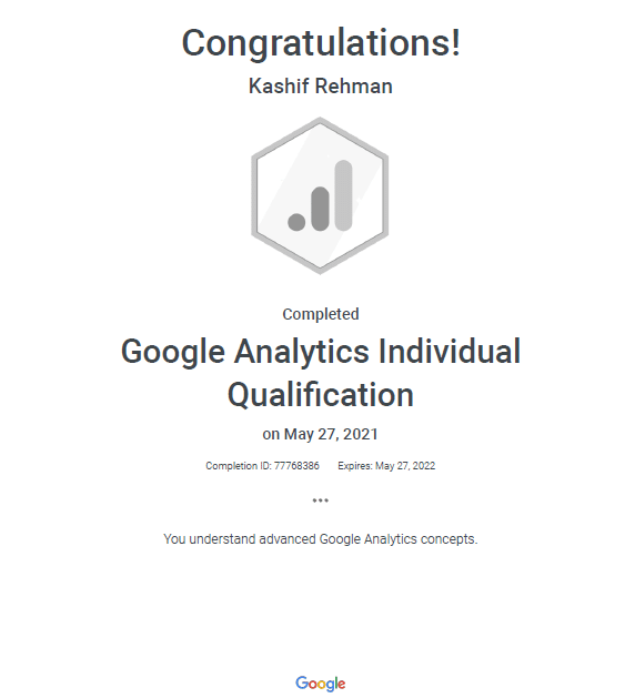 Google Analytics-Individual-Qualification-Certificate