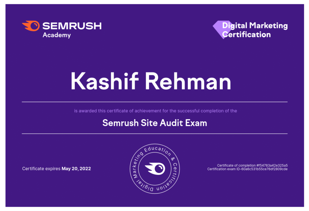 Site-Audit-Exam-Certifcate-Semrush