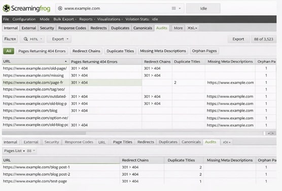 Screaming Frog Redirect Chain Report