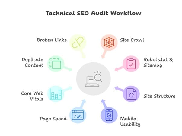 Technical SEO audit workflow with AI integration